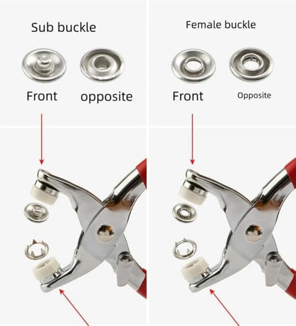 Colored Claw Snap Button Kit | Metal Buckles with Manual Snap Pliers