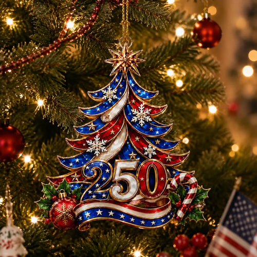 🔥🎄 US 250th Anniversary Christmas Ornament, 6 Vintage American Flag Styles