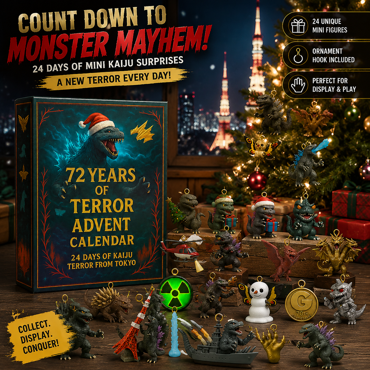 💖🦖Godzilla Kaiju Advent Calendar, 24-Day Christmas Countdown Calendar