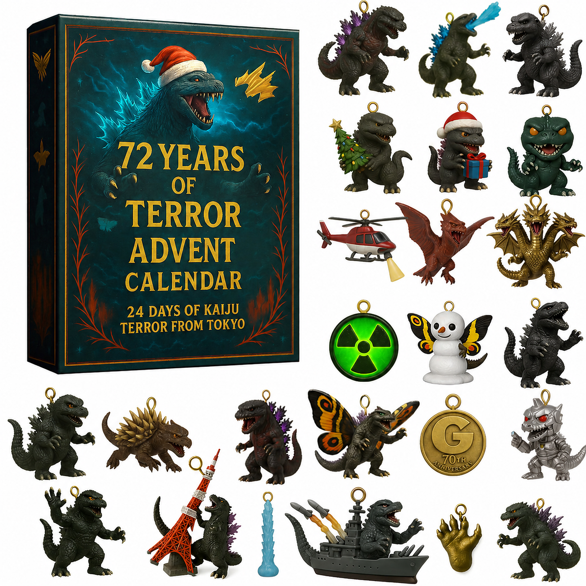 💖🦖Godzilla Kaiju Advent Calendar, 24-Day Christmas Countdown Calendar