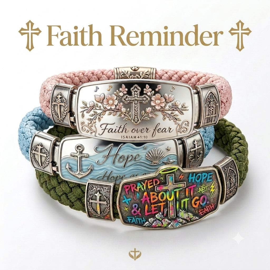 ✝️Faith Over Fear Bracelet – Christian Cross Bracelet Inspired by Isaiah 41:10🔥🔥🔥Hope, Courage & Divine Strength