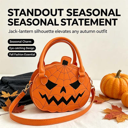 Spooky Jack-O-Lantern Pumpkin Crossbody Bag Novelty Spiderweb Stitching Handbag🎃 - image 2