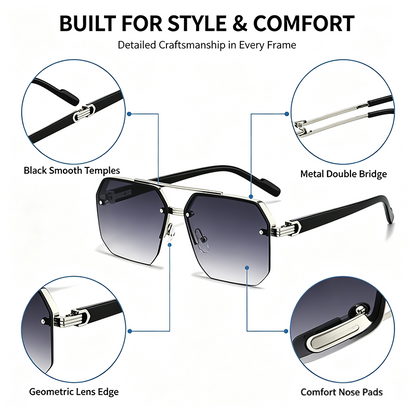 Unisex Retro Square Sunglasses, Polycarbonate Semi-Rimless Double Beam 🕶️ - image 5