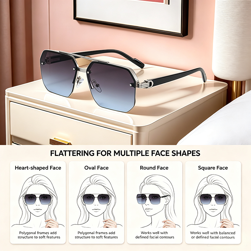 Unisex Retro Square Sunglasses, Polycarbonate Semi-Rimless Double Beam 🕶️ - image 3