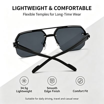 Unisex Retro Square Sunglasses, Polycarbonate Semi-Rimless Double Beam 🕶️ - image 4