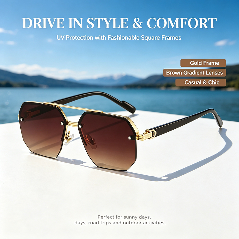 Unisex Retro Square Sunglasses, Polycarbonate Semi-Rimless Double Beam 🕶️ - image 6