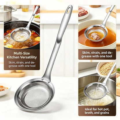 2-Piece Stainless Steel Fine Mesh Skimmer Spoons, Multi-Size Hot Pot Fat Skimmers 🍲 - image 4