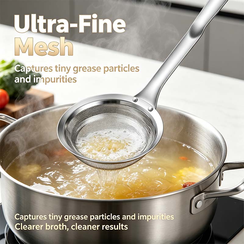 2-Piece Stainless Steel Fine Mesh Skimmer Spoons, Multi-Size Hot Pot Fat Skimmers 🍲 - image 8