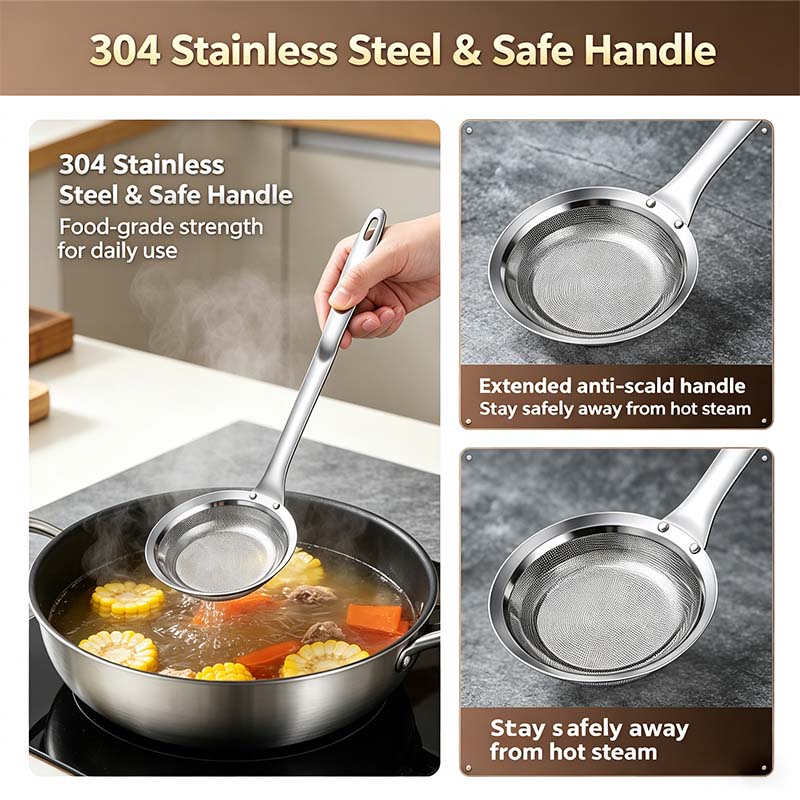 2-Piece Stainless Steel Fine Mesh Skimmer Spoons, Multi-Size Hot Pot Fat Skimmers 🍲 - image 7