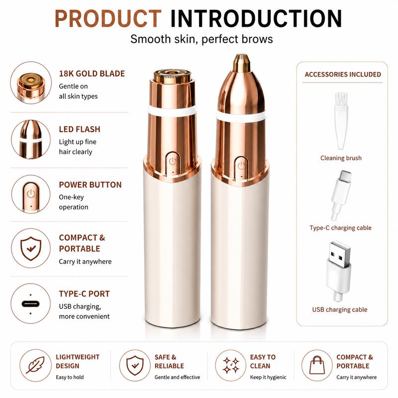 2 in 1 facial & eyebrow hair trimmer for Women, Rechargeable Face Razor✨ - image 2