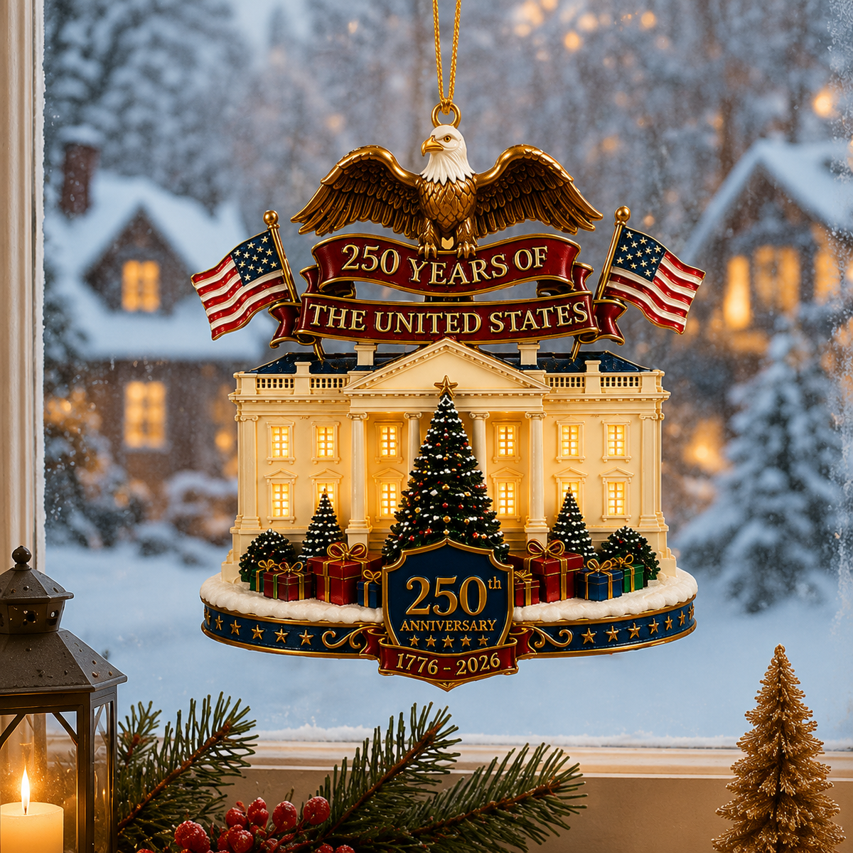 ❤️✨USA 250th Anniversary White House Christmas Ornament