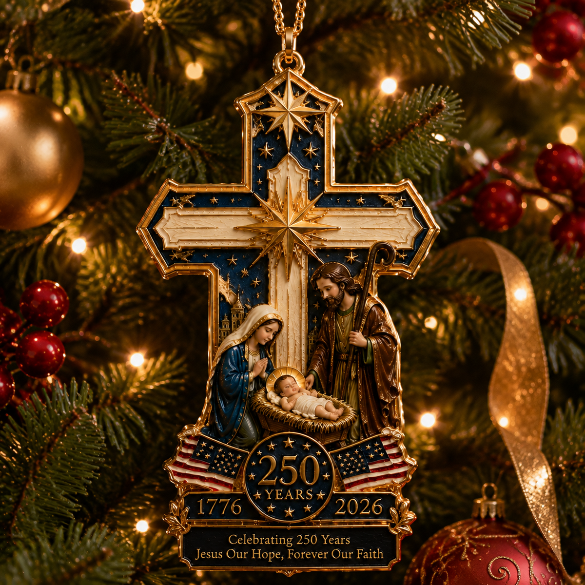 ❤️🔥Cross-Shaped Jesus Nativity Christmas Tree Ornament