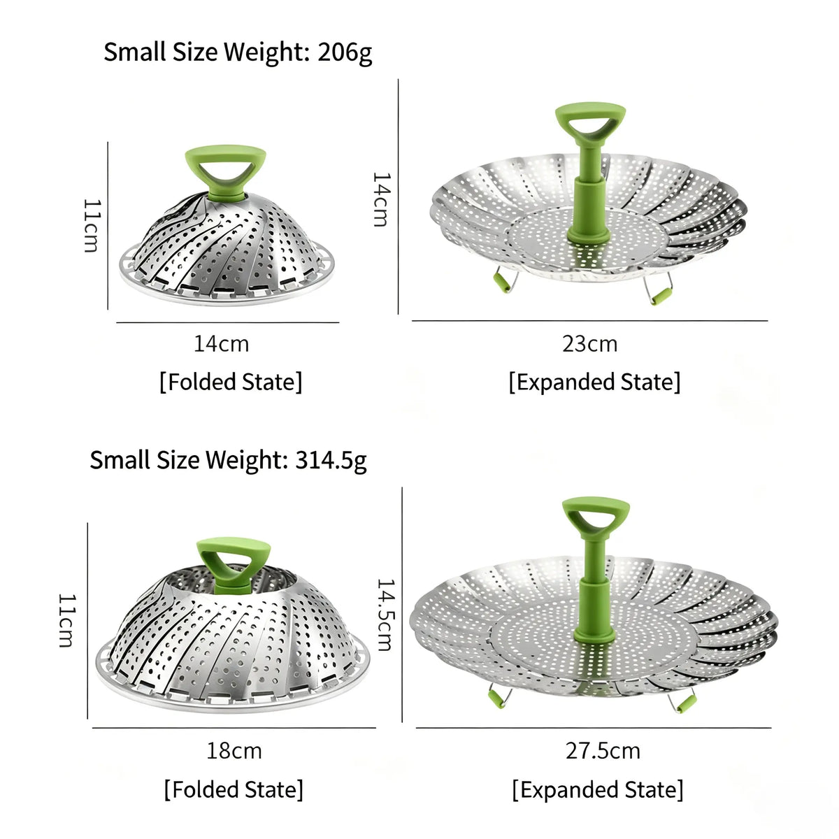 Stainless Steel Folding Vegetable Steamer Basket with Extendable Handle for Pots