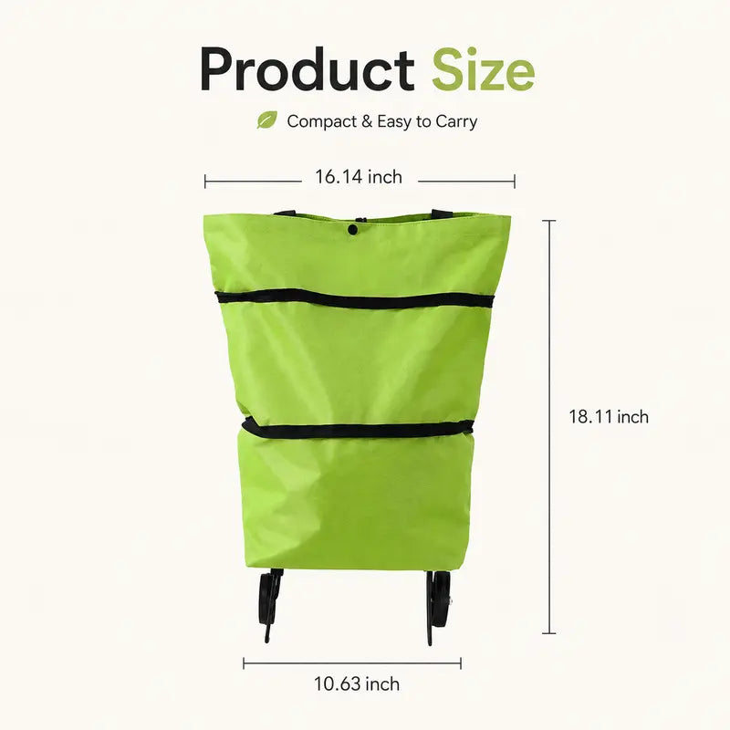 🎁💖【10inch*18inch】Foldable Shopping Trolley Bag with Wheels, Portable Reusable Grocery Tote, Lightweight