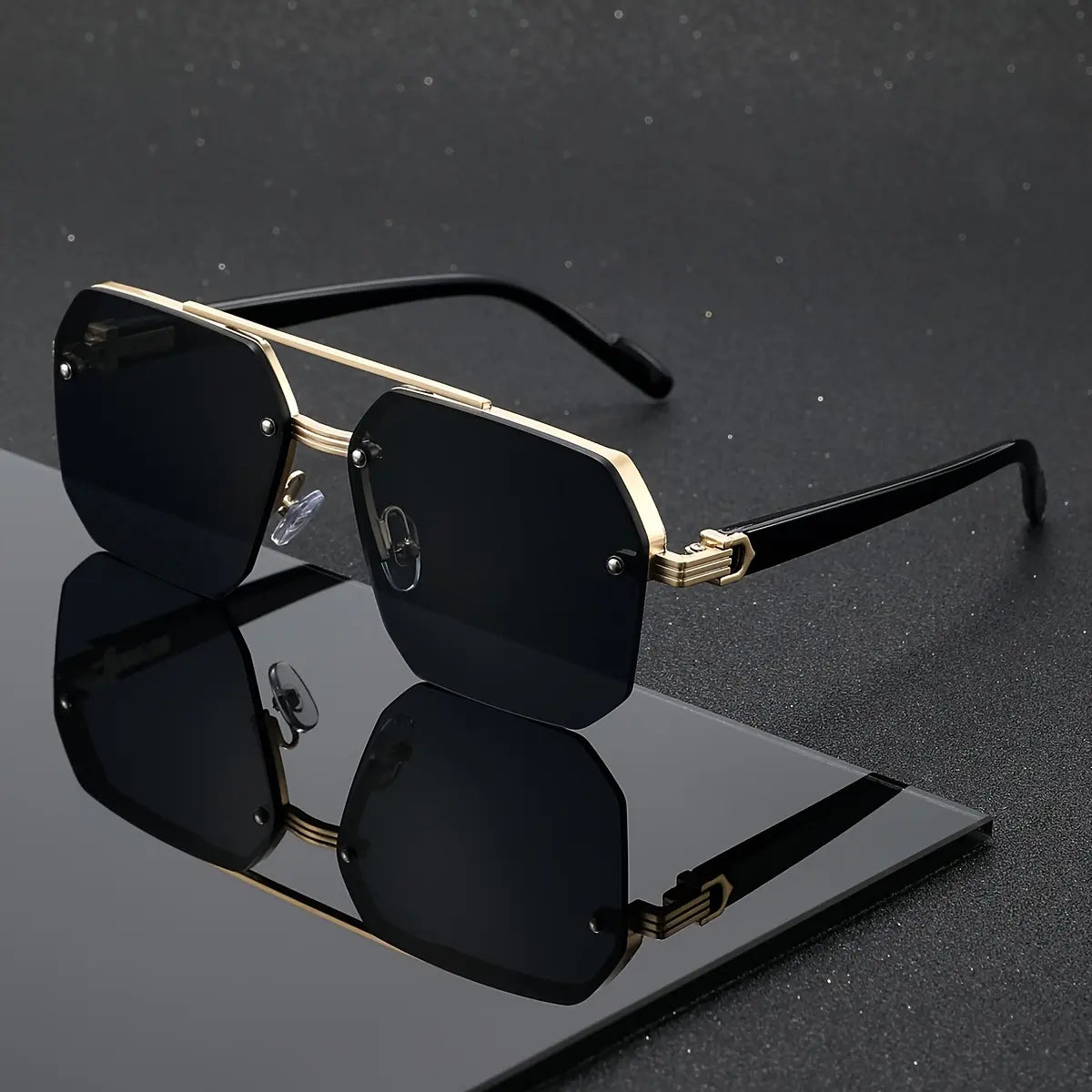 Unisex Retro Square Sunglasses, Polycarbonate Semi-Rimless Double Beam 🕶️ - image 12