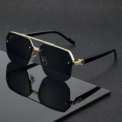 Unisex Retro Square Sunglasses, Polycarbonate Semi-Rimless Double Beam 🕶️ - image 12