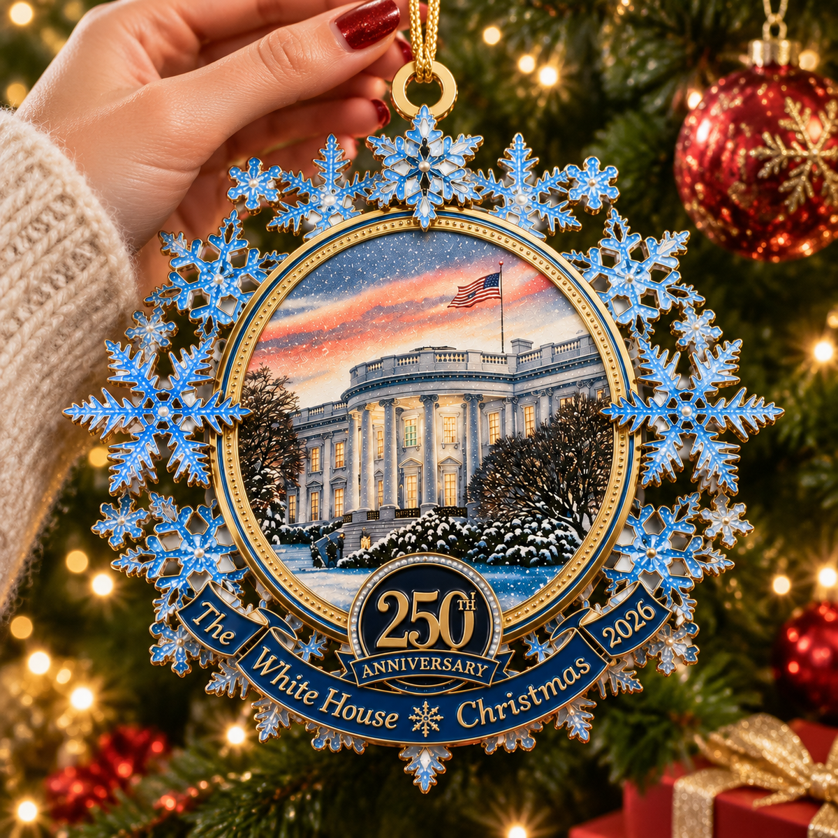 ❤️✨White House 250th Anniversary Commemorative Snowflake Ornament