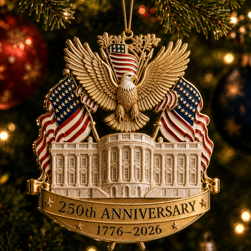 ❤️🔥250th Anniversary Gold Eagle White House Christmas Tree Ornament