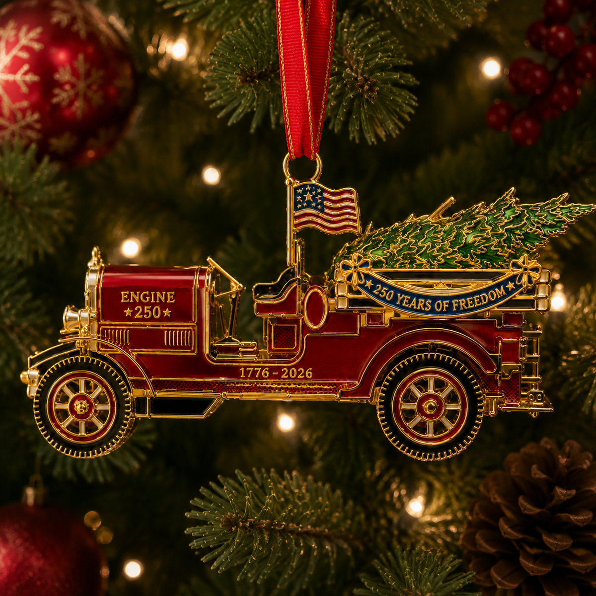 ❤️🔥Last 10pcs🔥250th Anniversary Edition Vintage Fire Truck Ornament