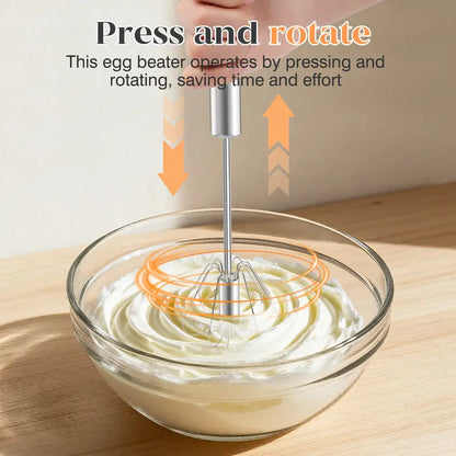Stainless Steel Hand-Push Rotary Whisk Food-Grade Rust-Resistant Kitchen Utensil - image 8