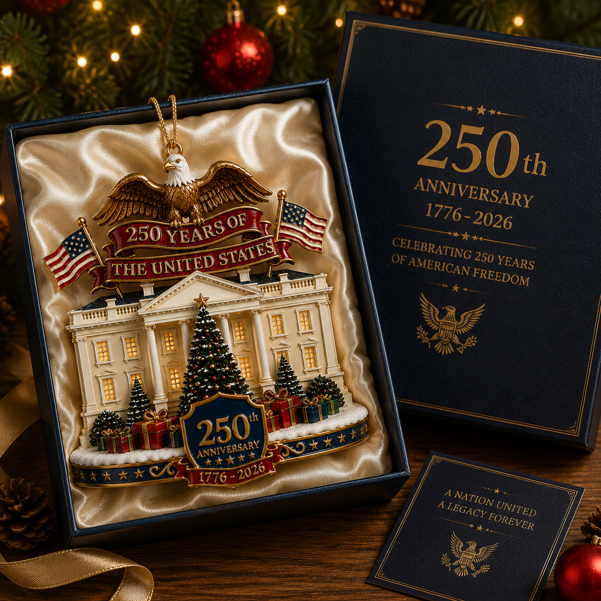 ❤️✨USA 250th Anniversary White House Christmas Ornament