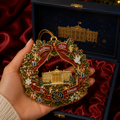 ❤️🔥White House Scene Christmas Wreath Commemorative Ornament