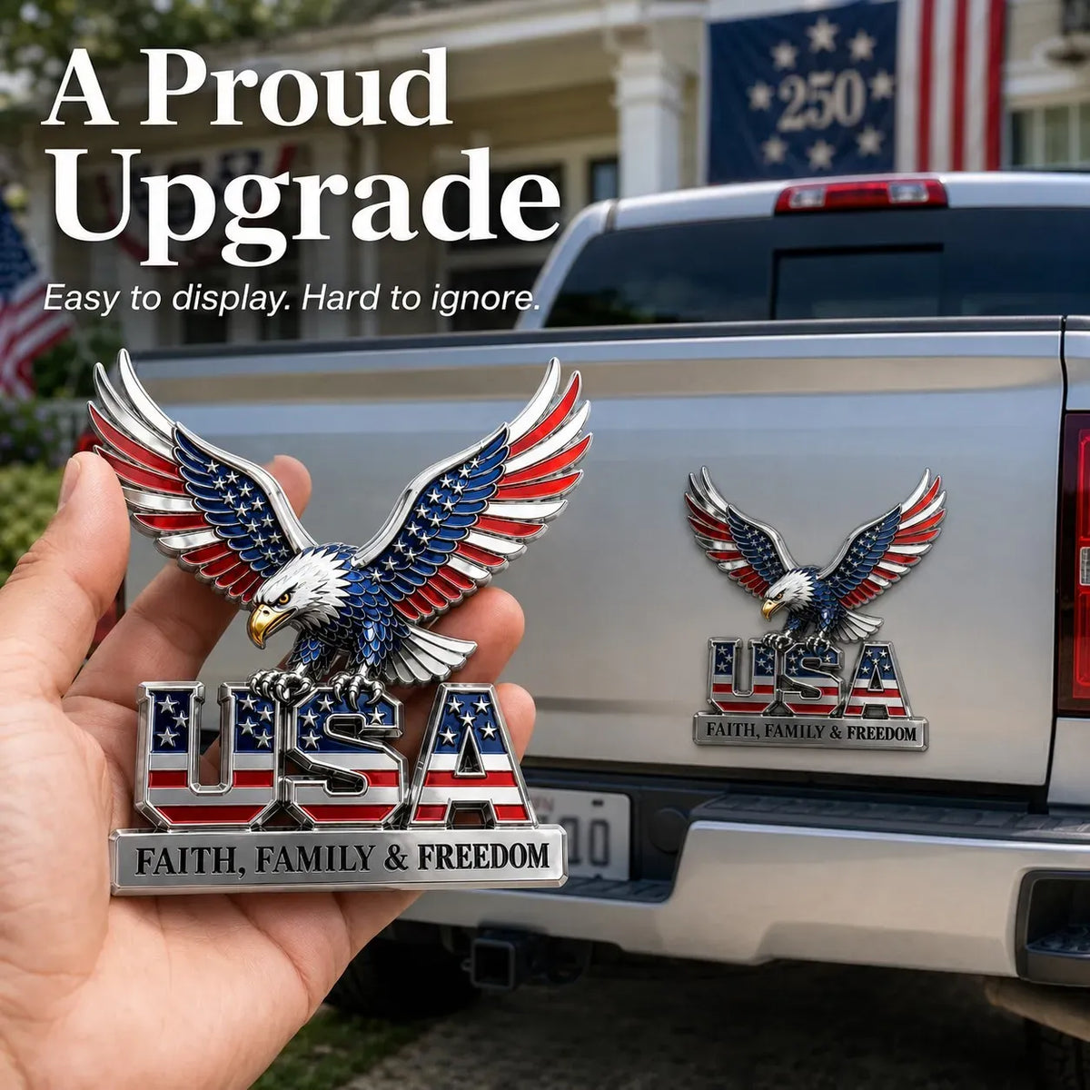 ★USA Faith, Family & Freedom★ Metal Emblem