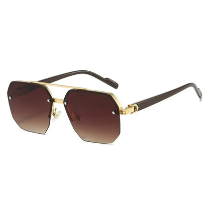 Unisex Retro Square Sunglasses, Polycarbonate Semi-Rimless Double Beam 🕶️ - image 16