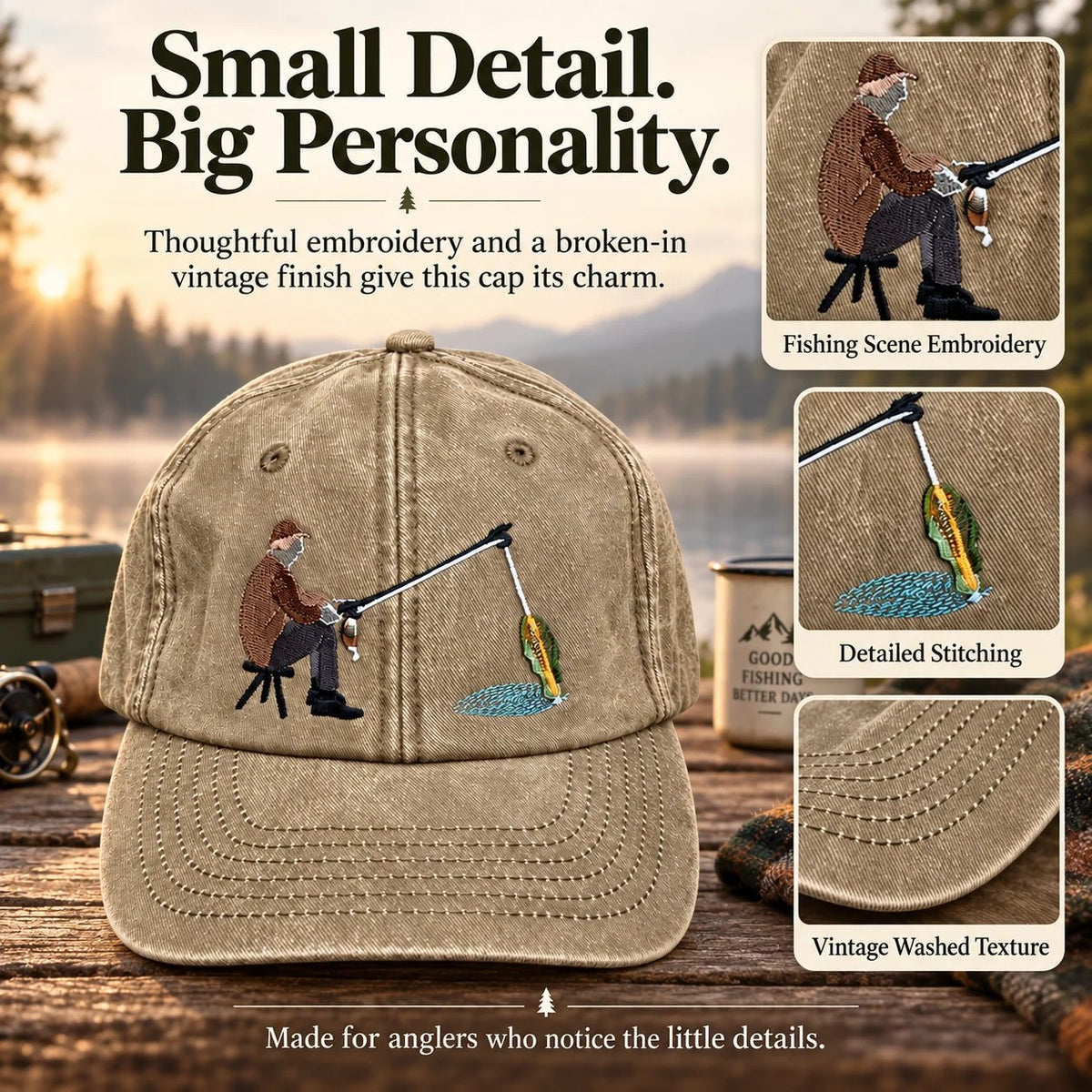 🔥 Last Day 49% OFF-🎣🧢 Catch of the Day Interactive Fishing Cap –🎁 Vintage Washed Moving Fish Hat - image 2