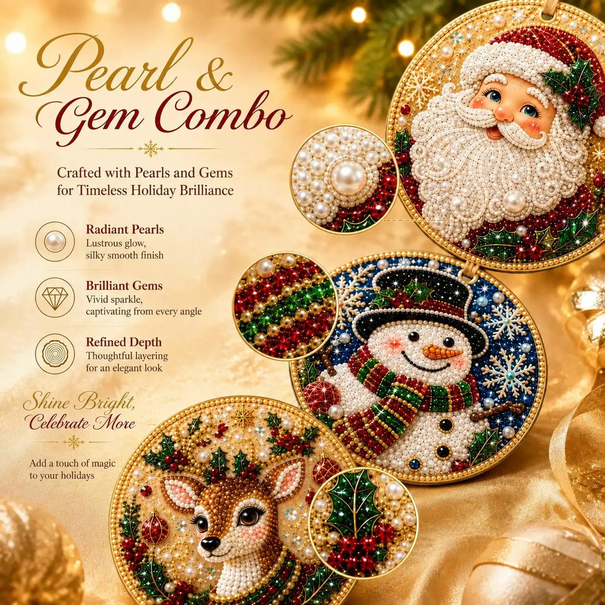 6Pcs/12Pcs Christmas DIY Diamond Painting Ornaments Kit, Xmas Tree Hanging Pendant 🎄 - image 2