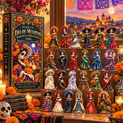💖Pueblo del Día de Muertos 2026 Countdown Calendar with 24 Unique Miniatures