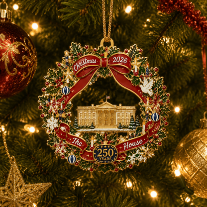 ❤️🔥White House Scene Christmas Wreath Commemorative Ornament