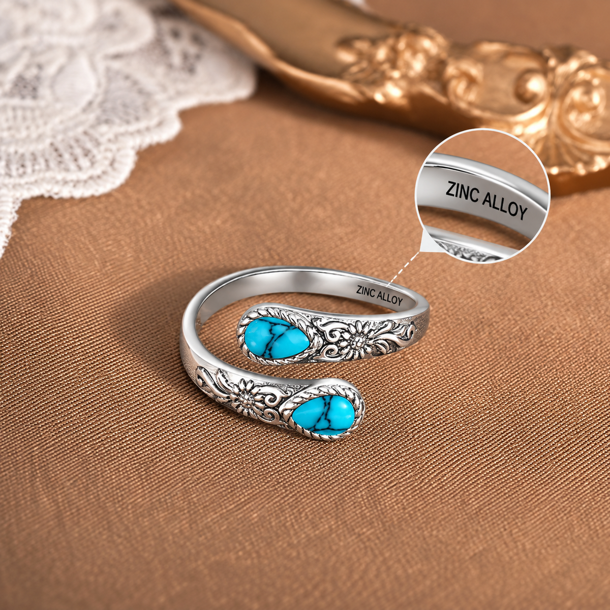 🎁💖🌙Moonstone Bloom Ring | Vintage Style • Adjustable Fit • Timeless Elegance
