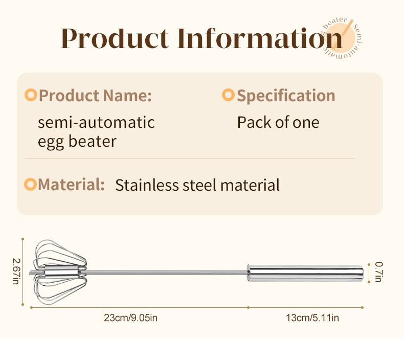 Stainless Steel Hand-Push Rotary Whisk Food-Grade Rust-Resistant Kitchen Utensil - image 10
