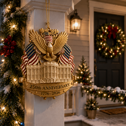 ❤️🔥250th Anniversary Gold Eagle White House Christmas Tree Ornament