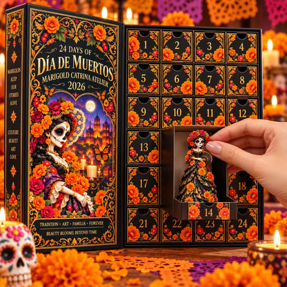 💖Pueblo del Día de Muertos 2026 Countdown Calendar with 24 Unique Miniatures
