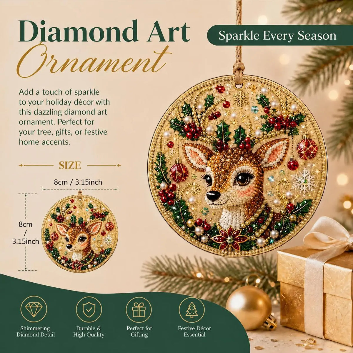6Pcs/12Pcs Christmas DIY Diamond Painting Ornaments Kit, Xmas Tree Hanging Pendant 🎄 - image 10