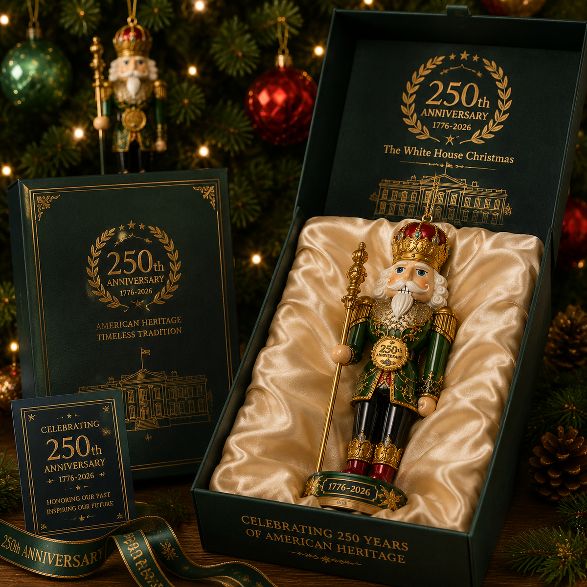 ❤️✨2026 America 250th Anniversary Emerald Nutcracker King Ornament