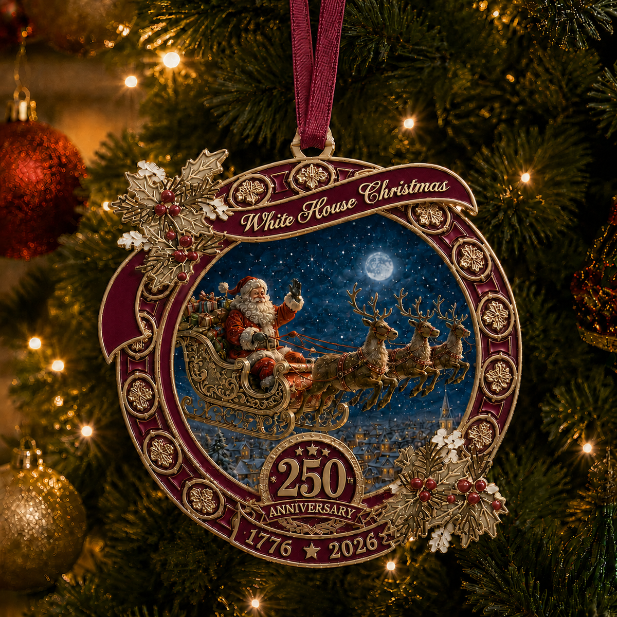 ❤️✨250th Anniversary Edition Santa's Sleigh Scene Ornament