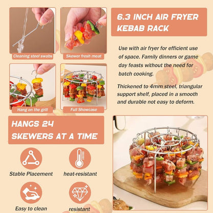 Air Fryer Skewer Rack,Round Grill with Stainless Steel🍢