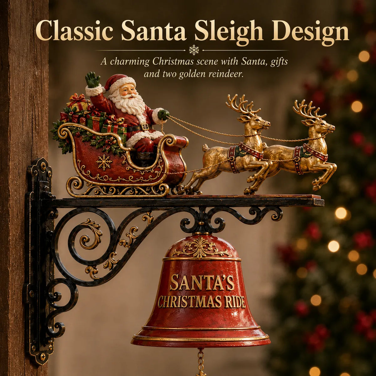 🎅 Santa Sleigh with Reindeer & Bell | 3D Christmas Outdoor Decoration - image 6