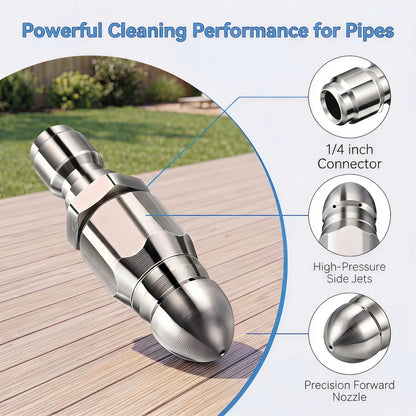 Washer Sewer Jetter Nozzle with Stainless Steel, Mini Compact Durable Sewer Jet Nozzle🚰 - image 7