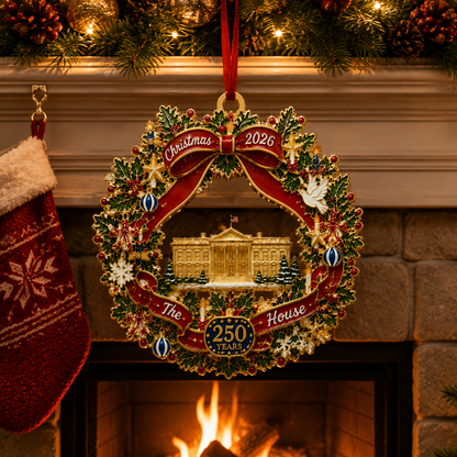 ❤️🔥White House Scene Christmas Wreath Commemorative Ornament