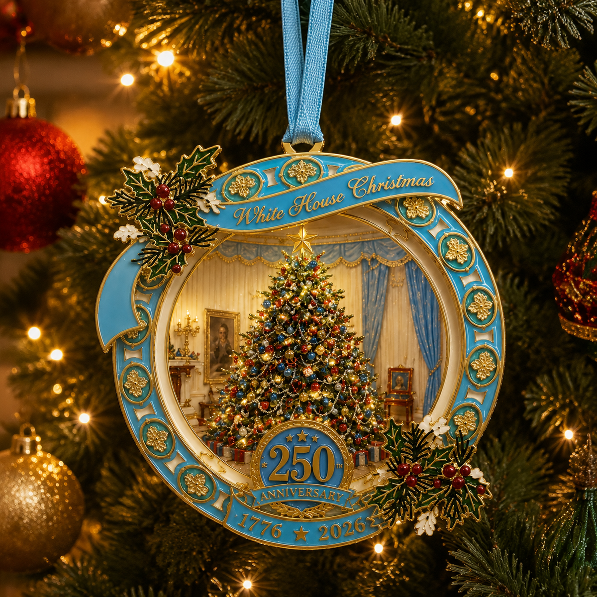 ❤️✨250th Anniversary View of the Christmas tree in the White House bedroom