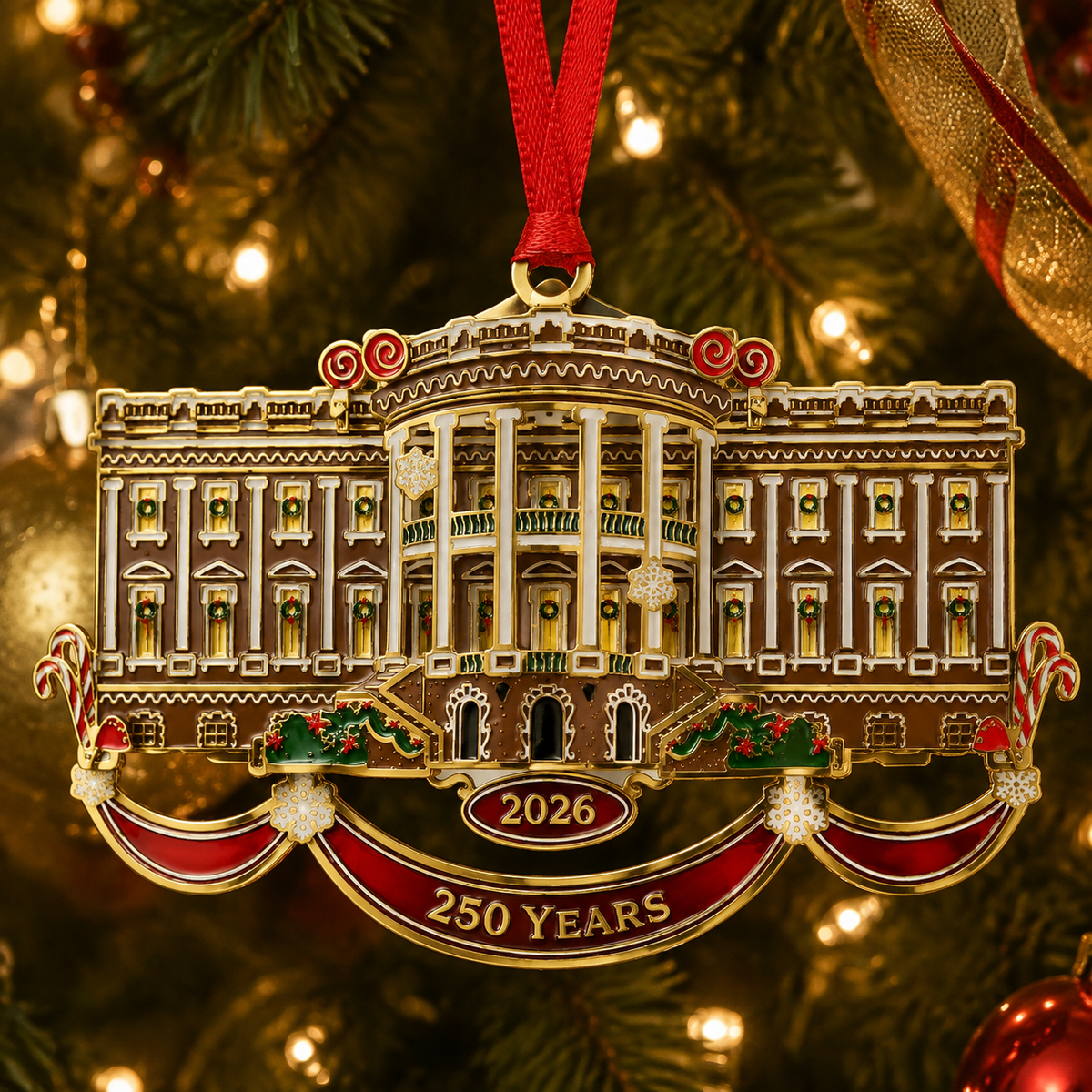 ❤️🔥Last 30pcs🔥❤️🔥White House Christmas tree ornaments