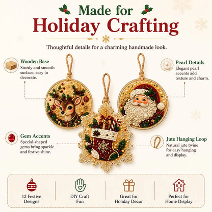 6Pcs/12Pcs Christmas DIY Diamond Painting Ornaments Kit, Xmas Tree Hanging Pendant 🎄 - image 7