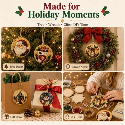 6Pcs/12Pcs Christmas DIY Diamond Painting Ornaments Kit, Xmas Tree Hanging Pendant 🎄 - image 5