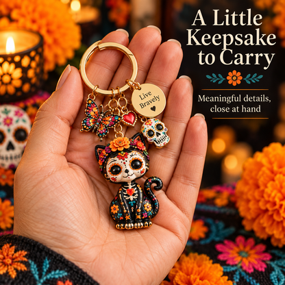 2026 Día de Muertos Keepsake Keychains – 4 Colorful Designs with Remembrance Cards - image 11
