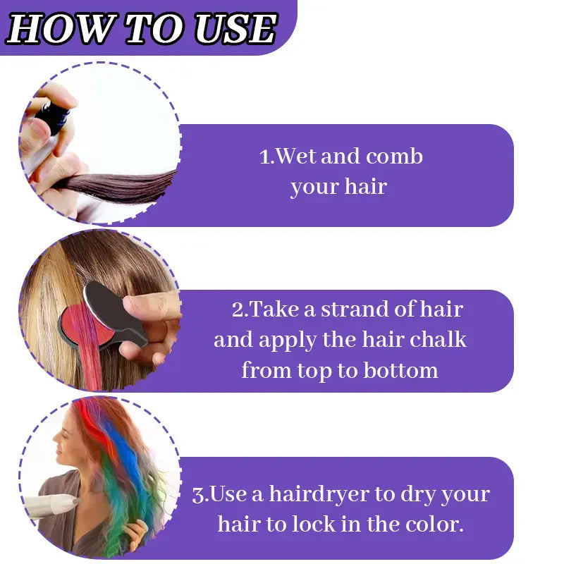 🌈 Instant Hair Color Magic – Washable Temporary Hair Chalk Set ✨ - image 8