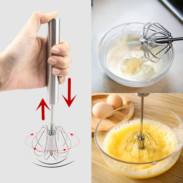 Stainless Steel Hand-Push Rotary Whisk Food-Grade Rust-Resistant Kitchen Utensil - image 5
